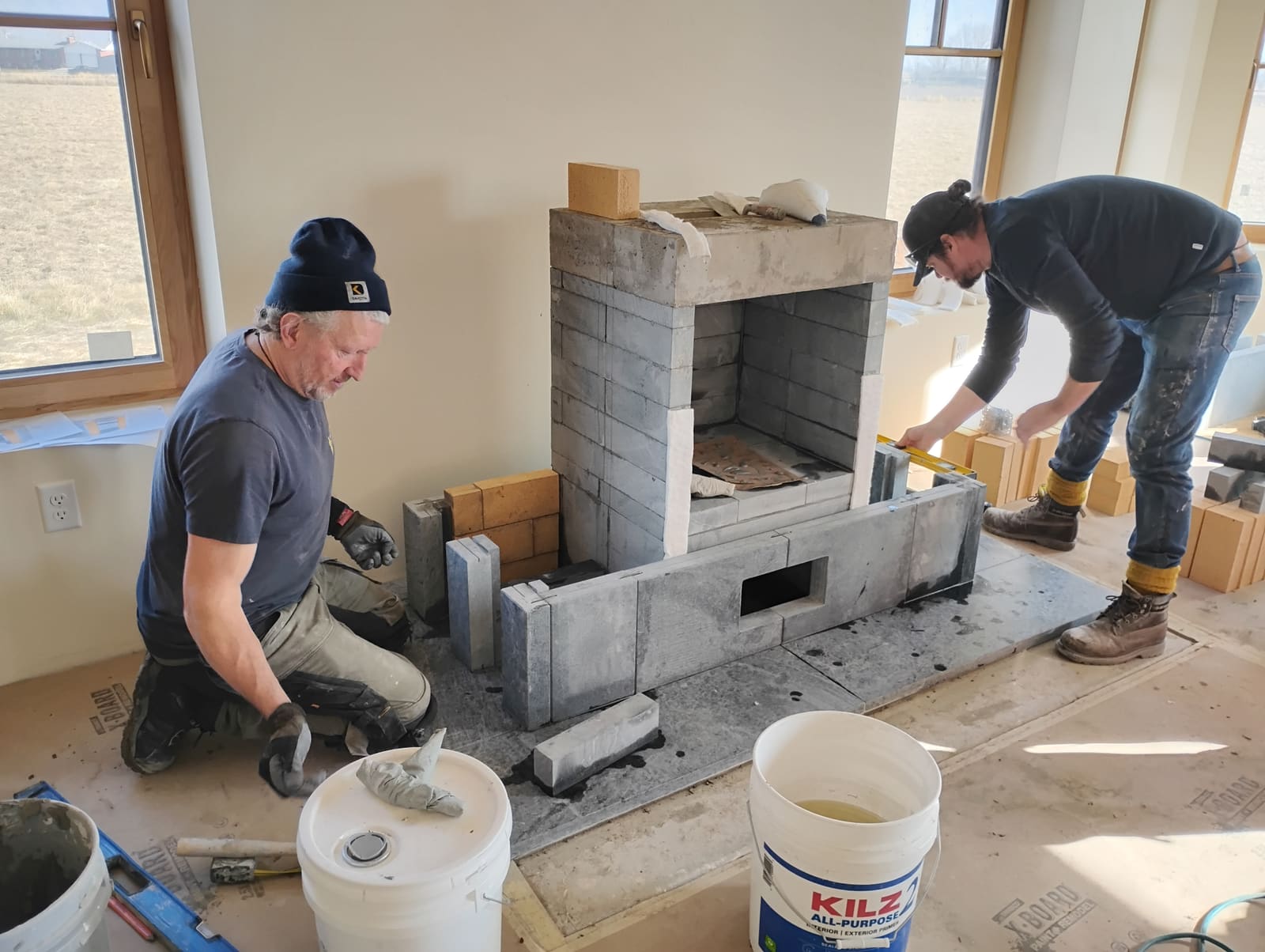 Site-built masonry heater construction